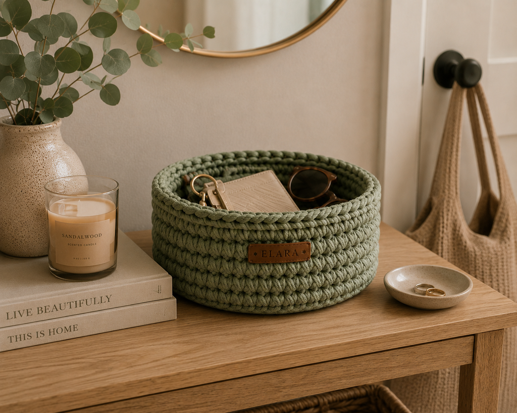 ELARA Handmade Soft Sage Catch-All Basket