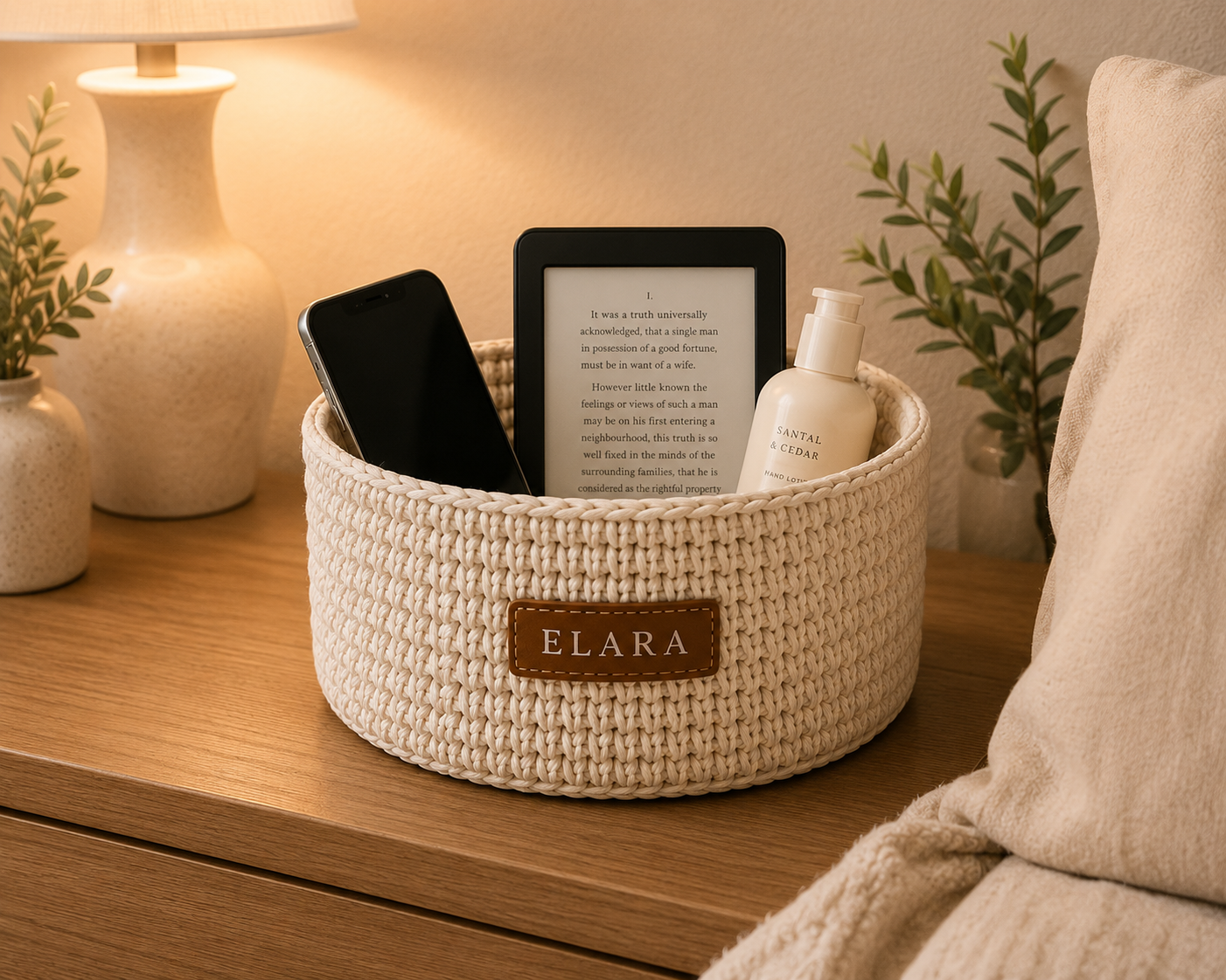 ELARA Bedside Essentials Basket