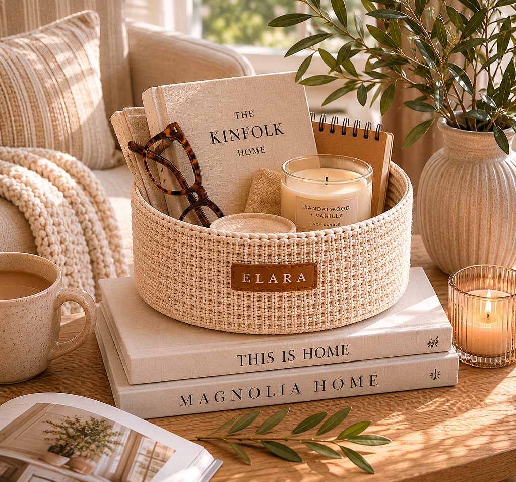 ELARA Coffee Table Catch-All Basket