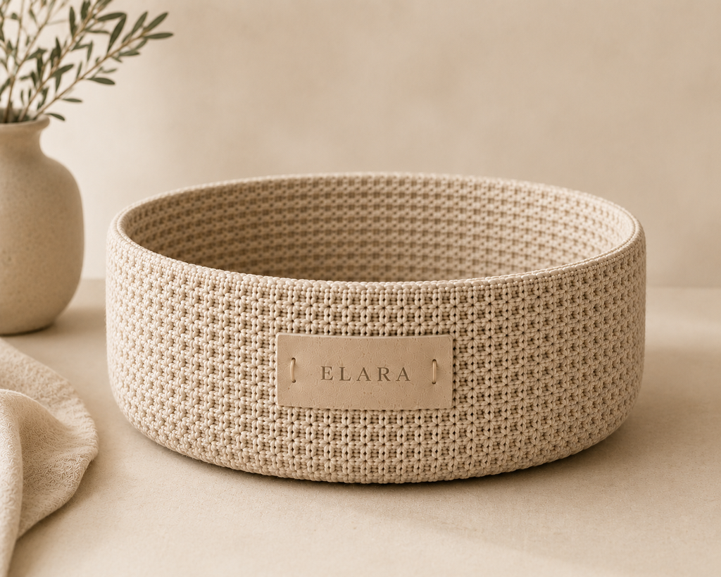 ELARA Handmade Oatmeal Medium Catch-All Basket