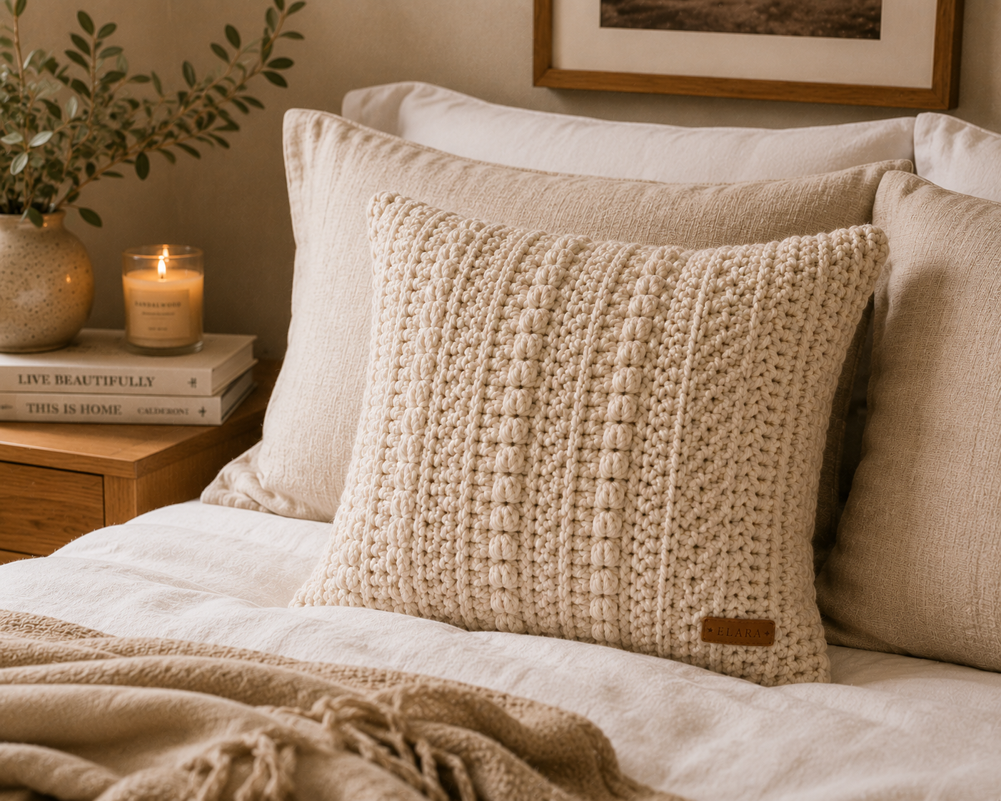 ELARA Handmade Textured Throw Pillow Cover