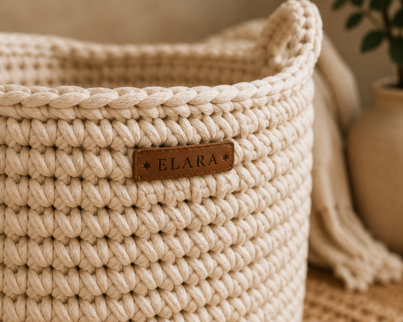 ELARA Handmade Cozy Cream Storage Basket