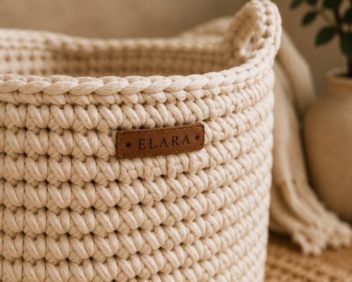 ELARA Handmade Cozy Cream Storage Basket