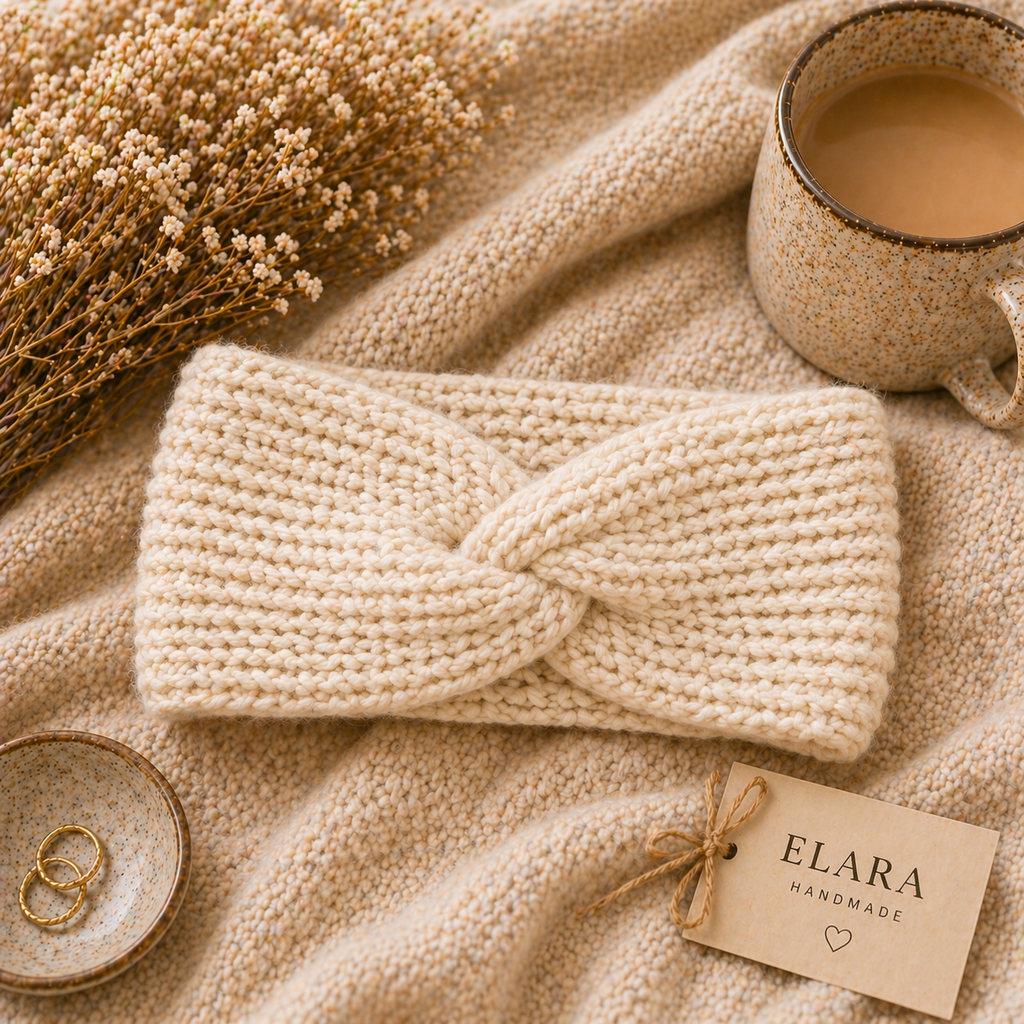ELARA Handmade Knit Headband – Soft Twist Cozy Ear Warmer