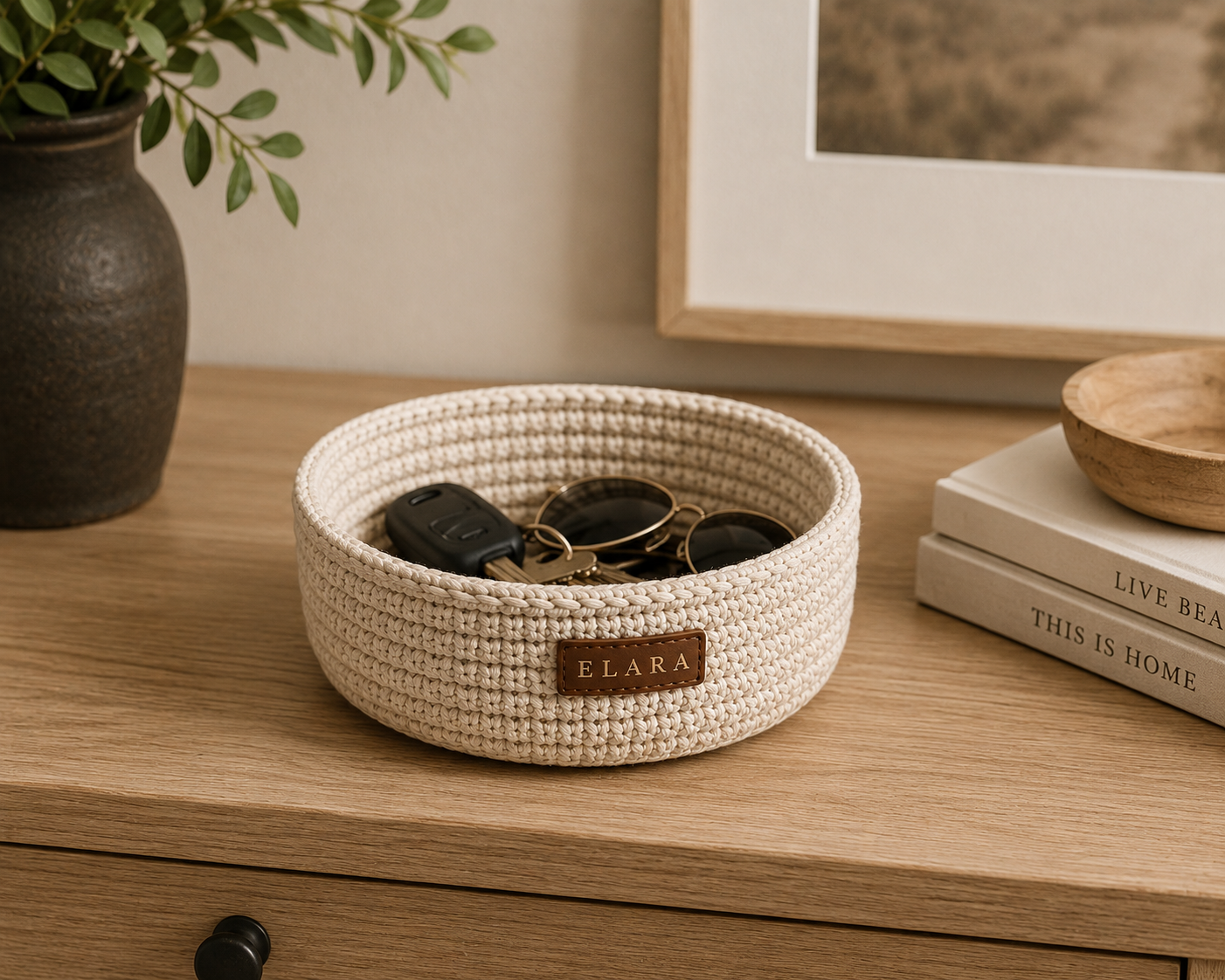 ELARA Oatmeal Catch-All Basket