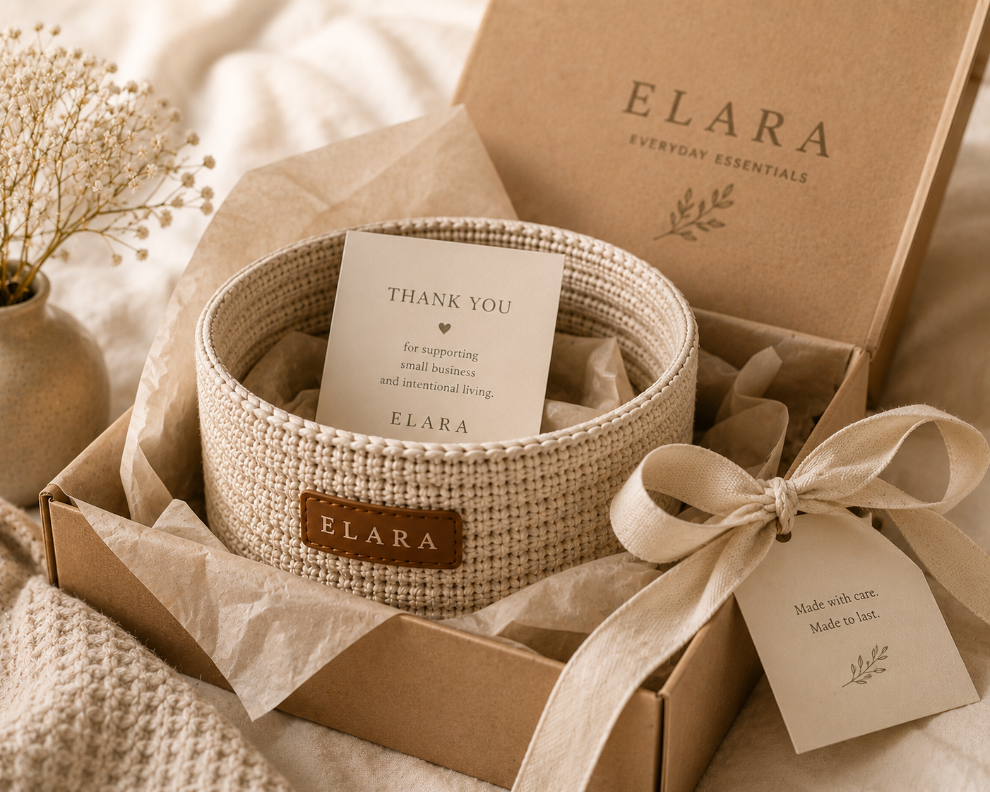 ELARA Bedside Essentials Basket