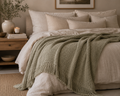 ELARA Handmade Soft Sage Textured Throw