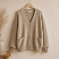 ELARA Cozy Knit Cardigan – Soft Neutral Button-Up Sweater