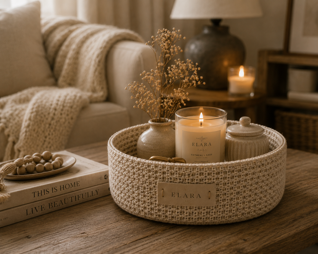 ELARA Handmade Oatmeal Catch-All Basket