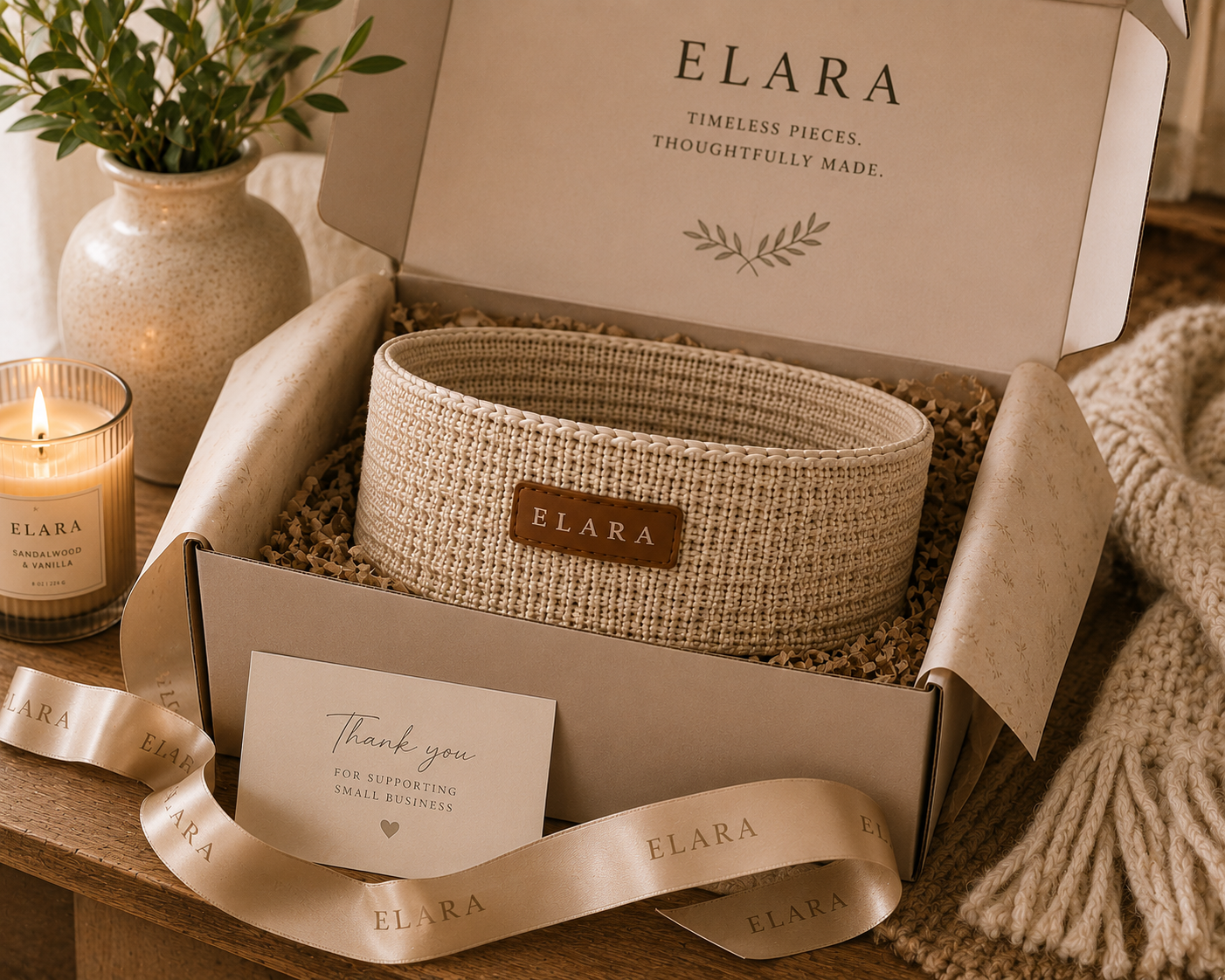 ELARA Coffee Table Catch-All Basket
