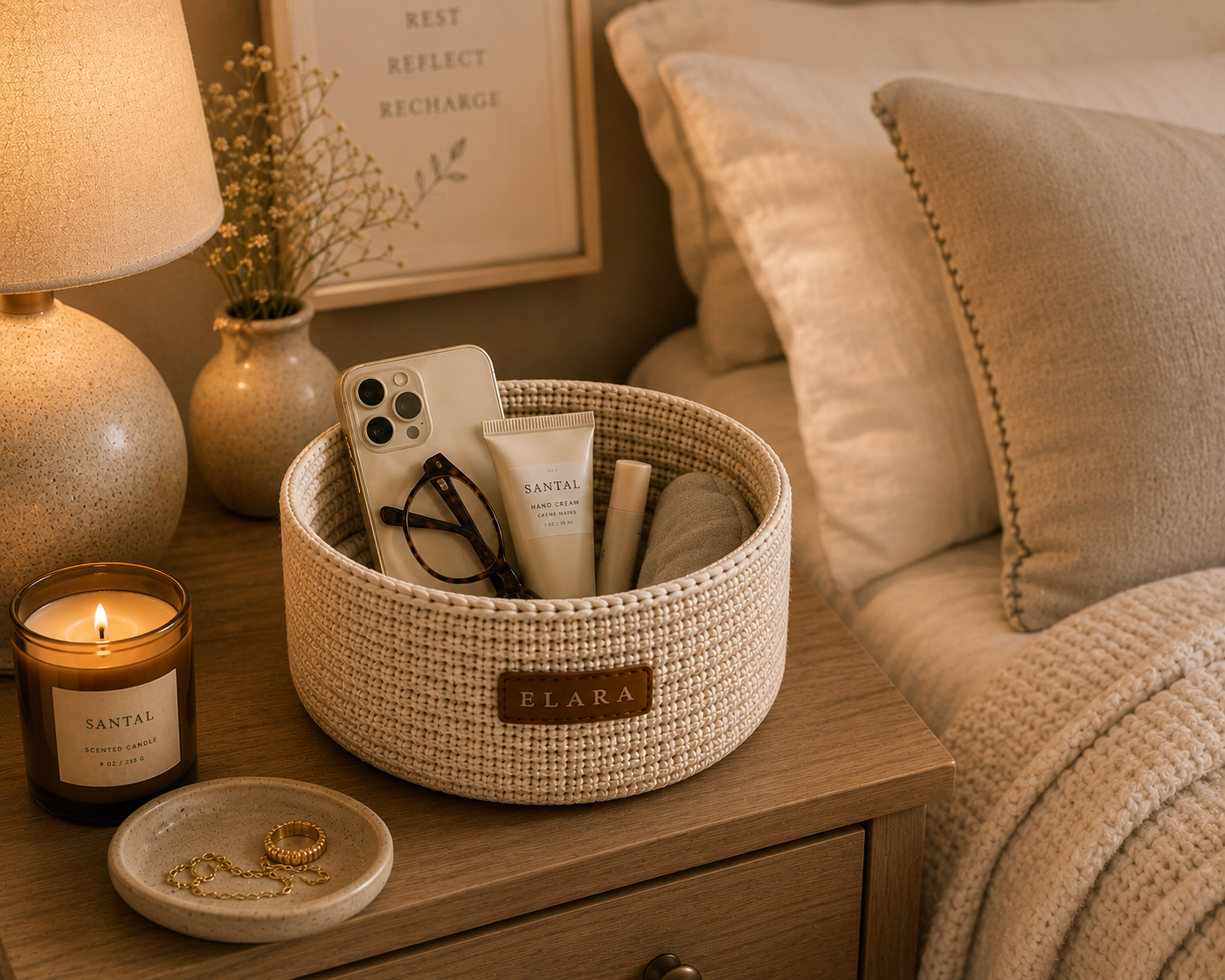 ELARA Bedside Essentials Basket