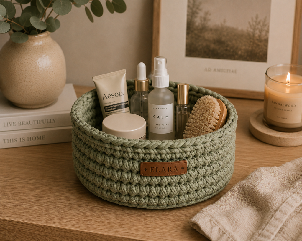 ELARA Handmade Soft Sage Catch-All Basket