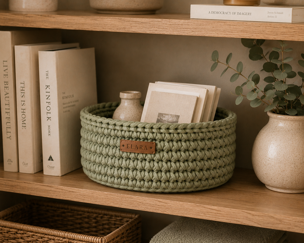 ELARA Handmade Soft Sage Catch-All Basket