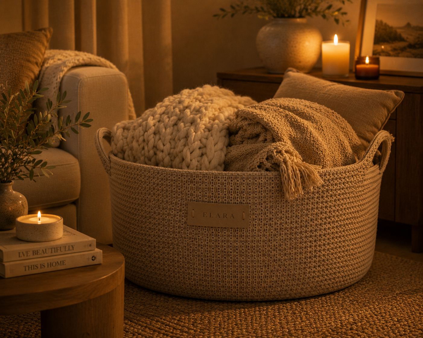 ELARA Handmade Cozy Living Basket