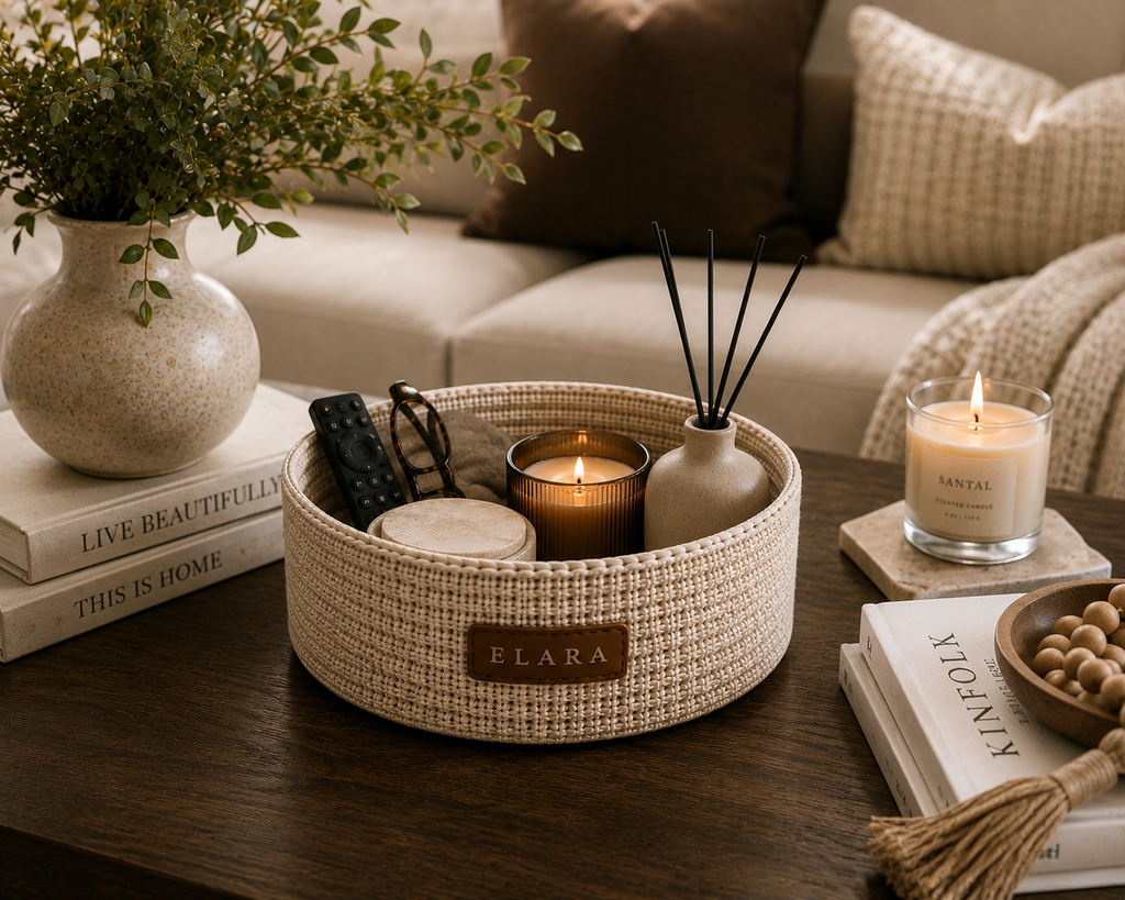 ELARA Coffee Table Catch-All Basket
