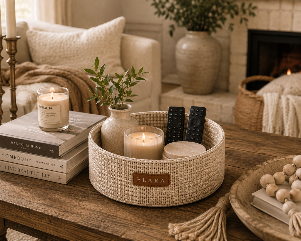 ELARA Coffee Table Catch-All Basket