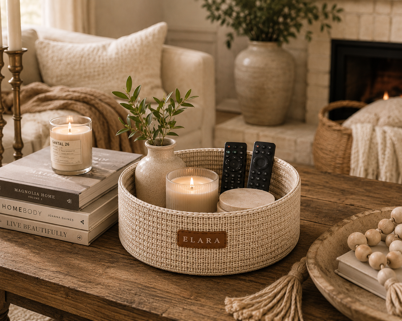 ELARA Coffee Table Catch-All Basket
