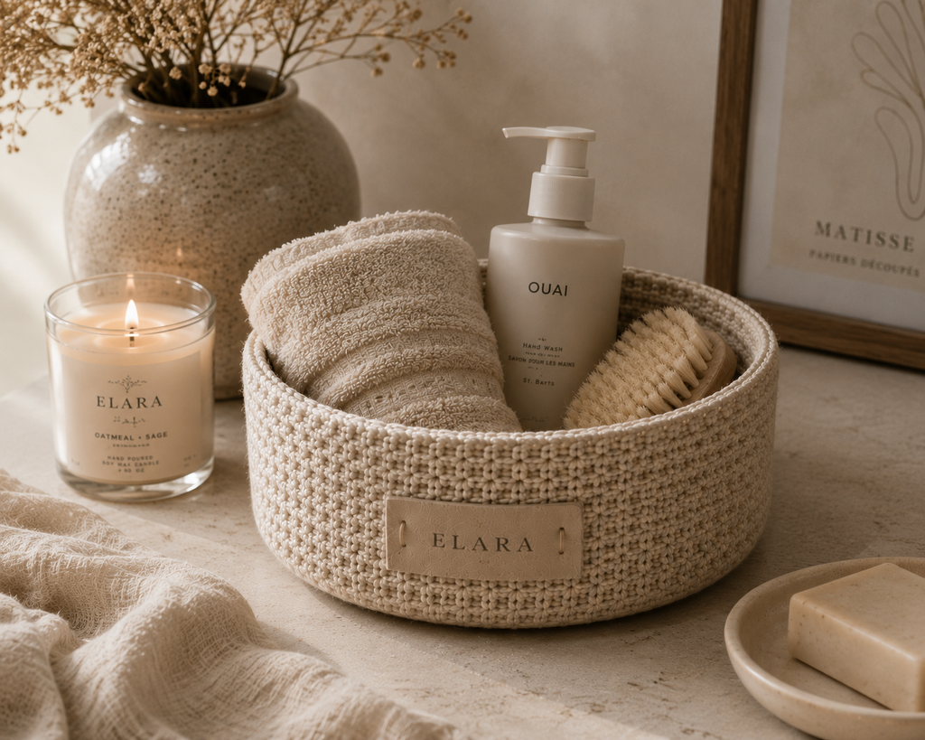 ELARA Handmade Oatmeal Catch-All Basket