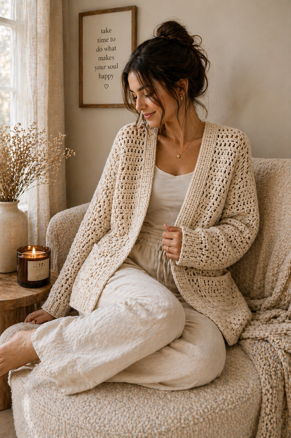 ELARA Handmade Crochet Cardigan – Cozy Lightweight Knit Layer