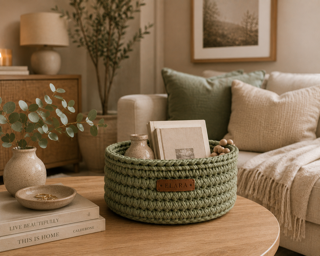ELARA Handmade Soft Sage Catch-All Basket