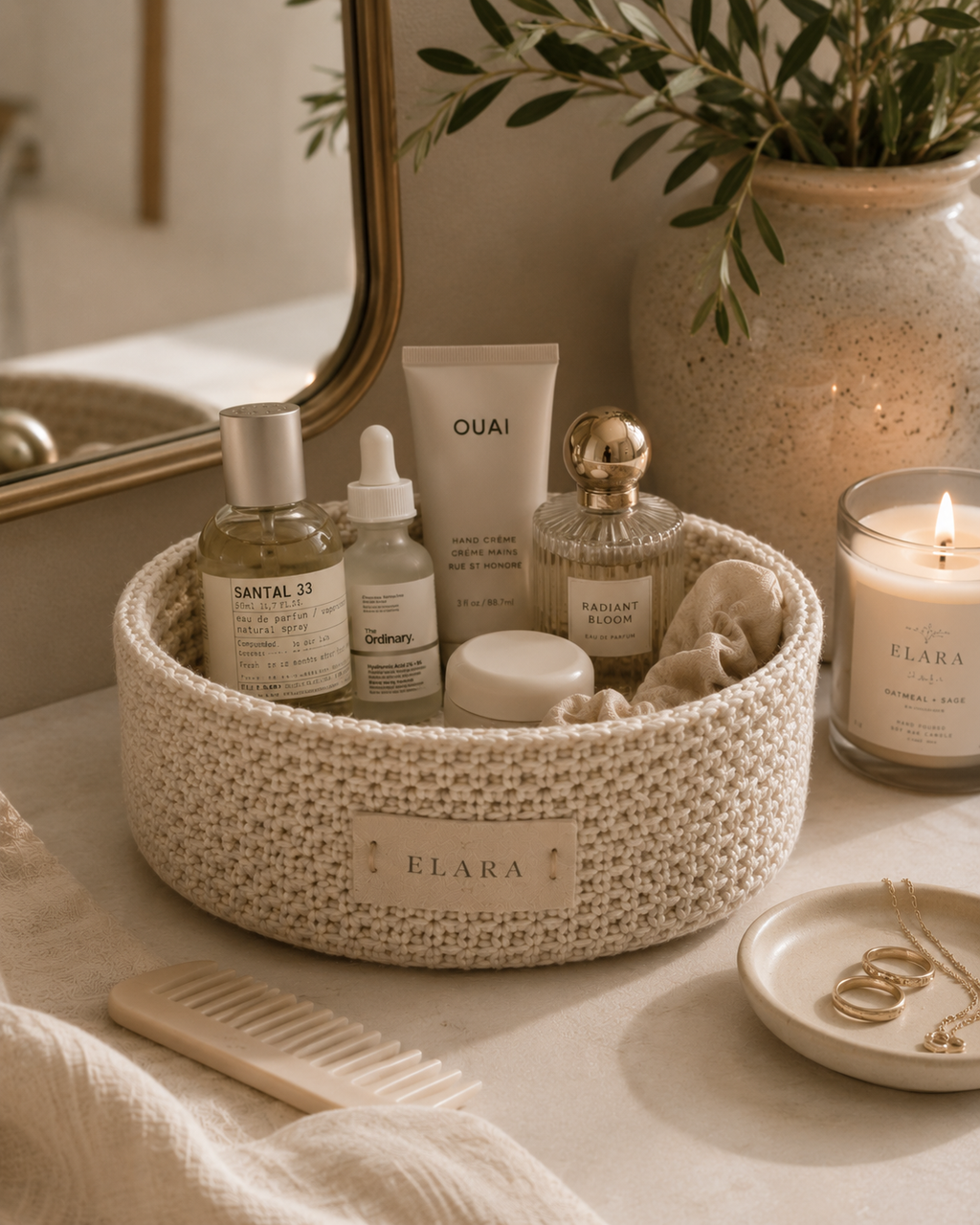 ELARA Handmade Oatmeal Catch-All Basket