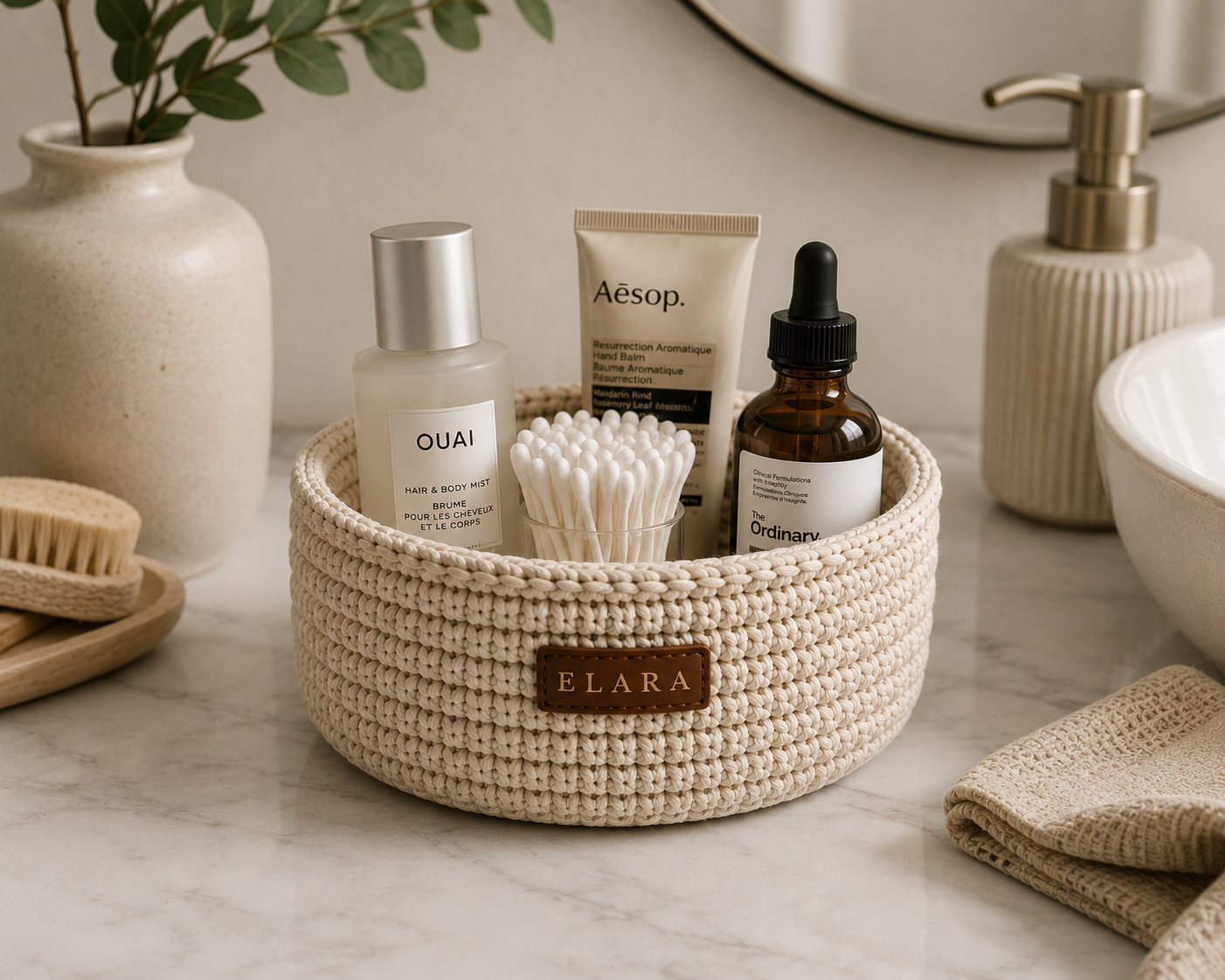 ELARA Oatmeal Catch-All Basket