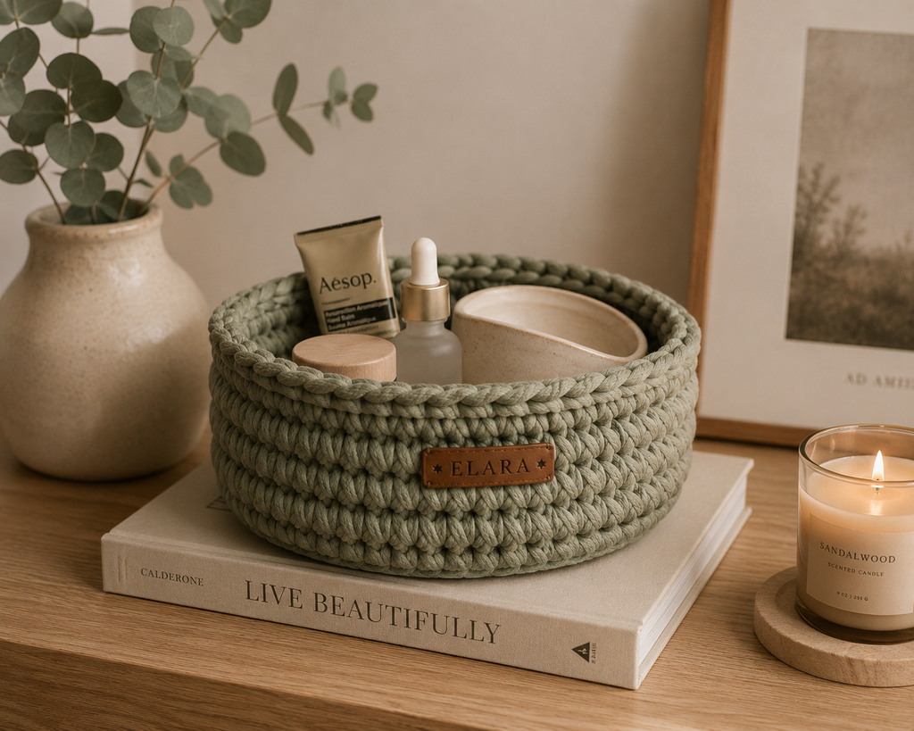 ELARA Handmade Soft Sage Catch-All Basket