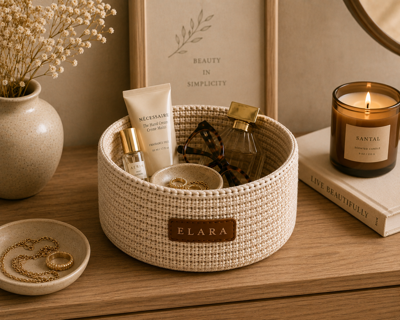 ELARA Bedside Essentials Basket