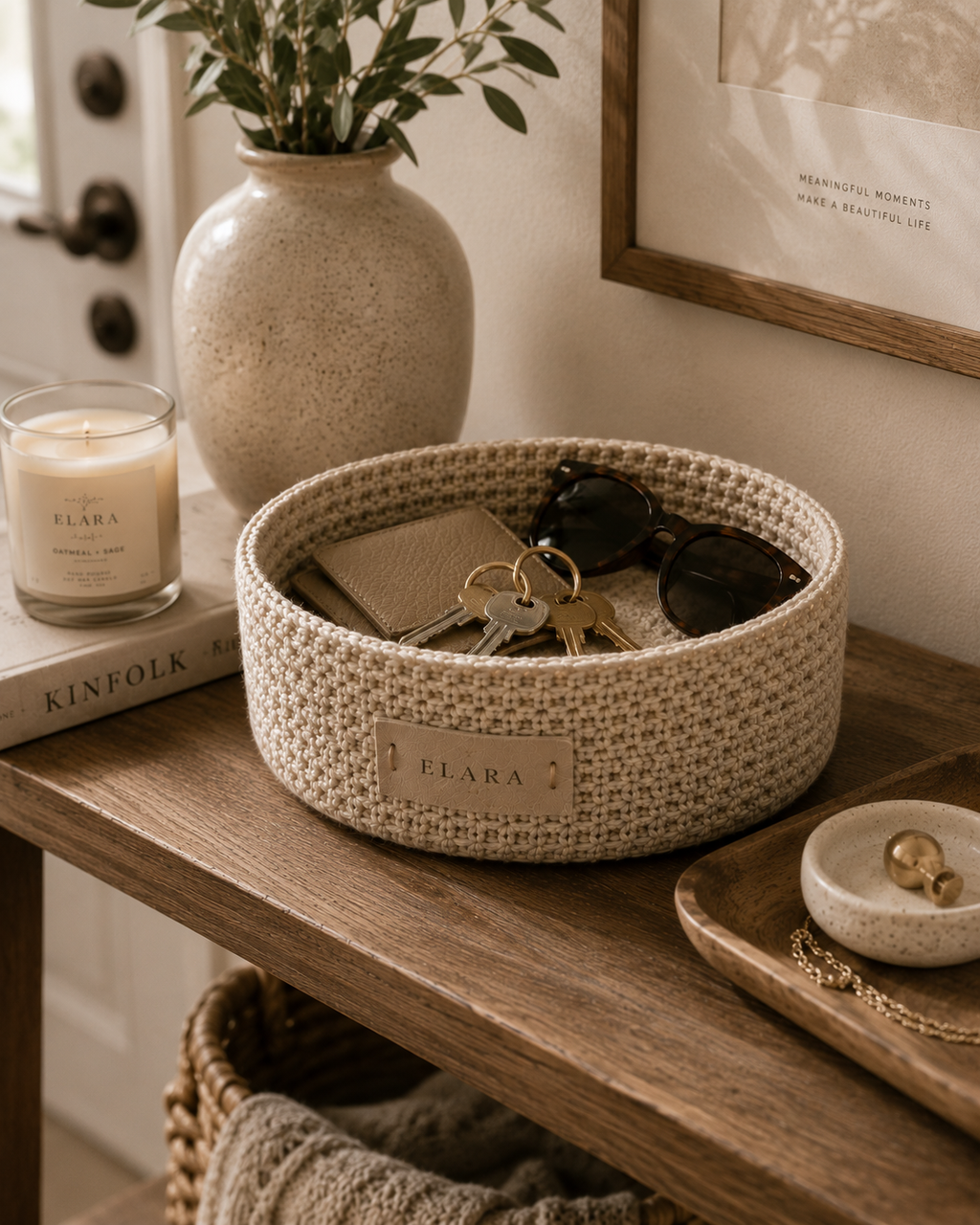 ELARA Handmade Oatmeal Catch-All Basket