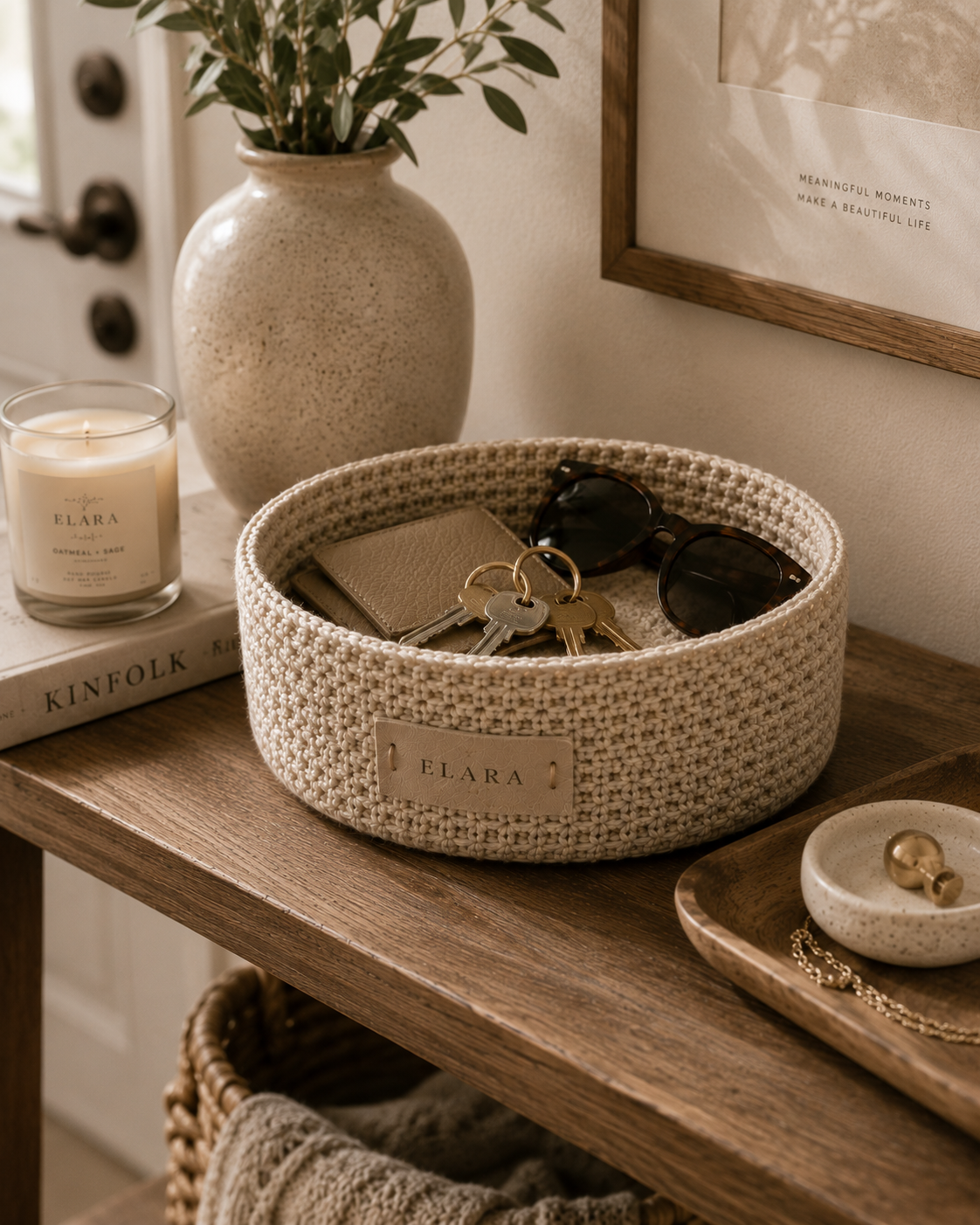 ELARA Handmade Oatmeal Catch-All Basket