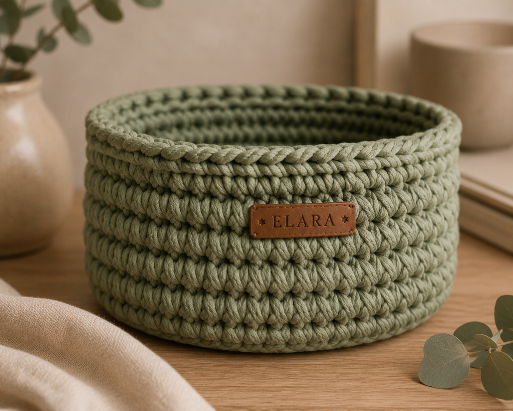 ELARA Handmade Soft Sage Catch-All Basket
