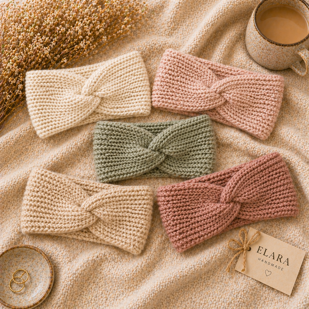 ELARA Handmade Knit Headband – Soft Twist Cozy Ear Warmer