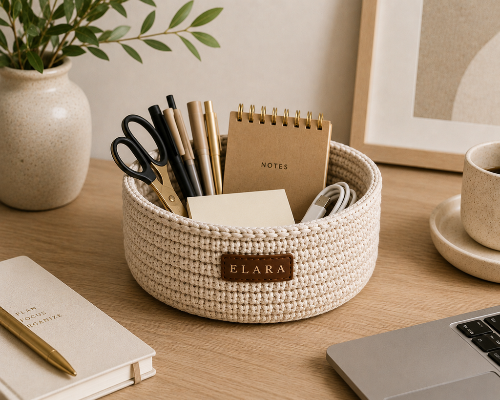 ELARA Oatmeal Catch-All Basket