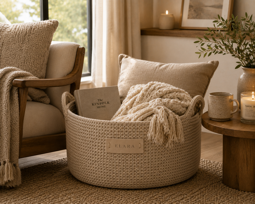 ELARA Handmade Cozy Living Basket