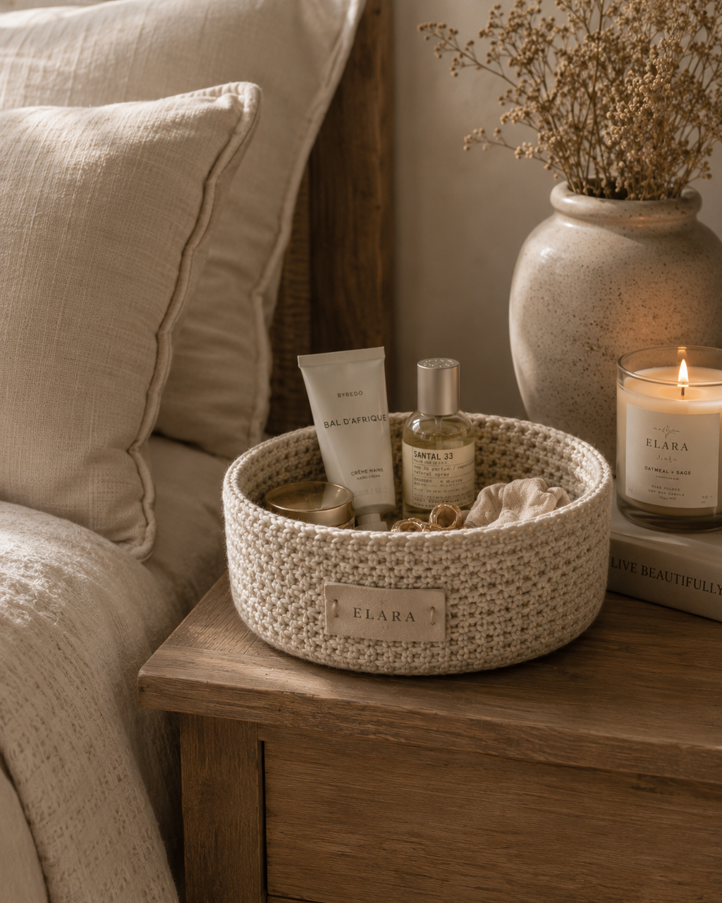 ELARA Handmade Oatmeal Catch-All Basket
