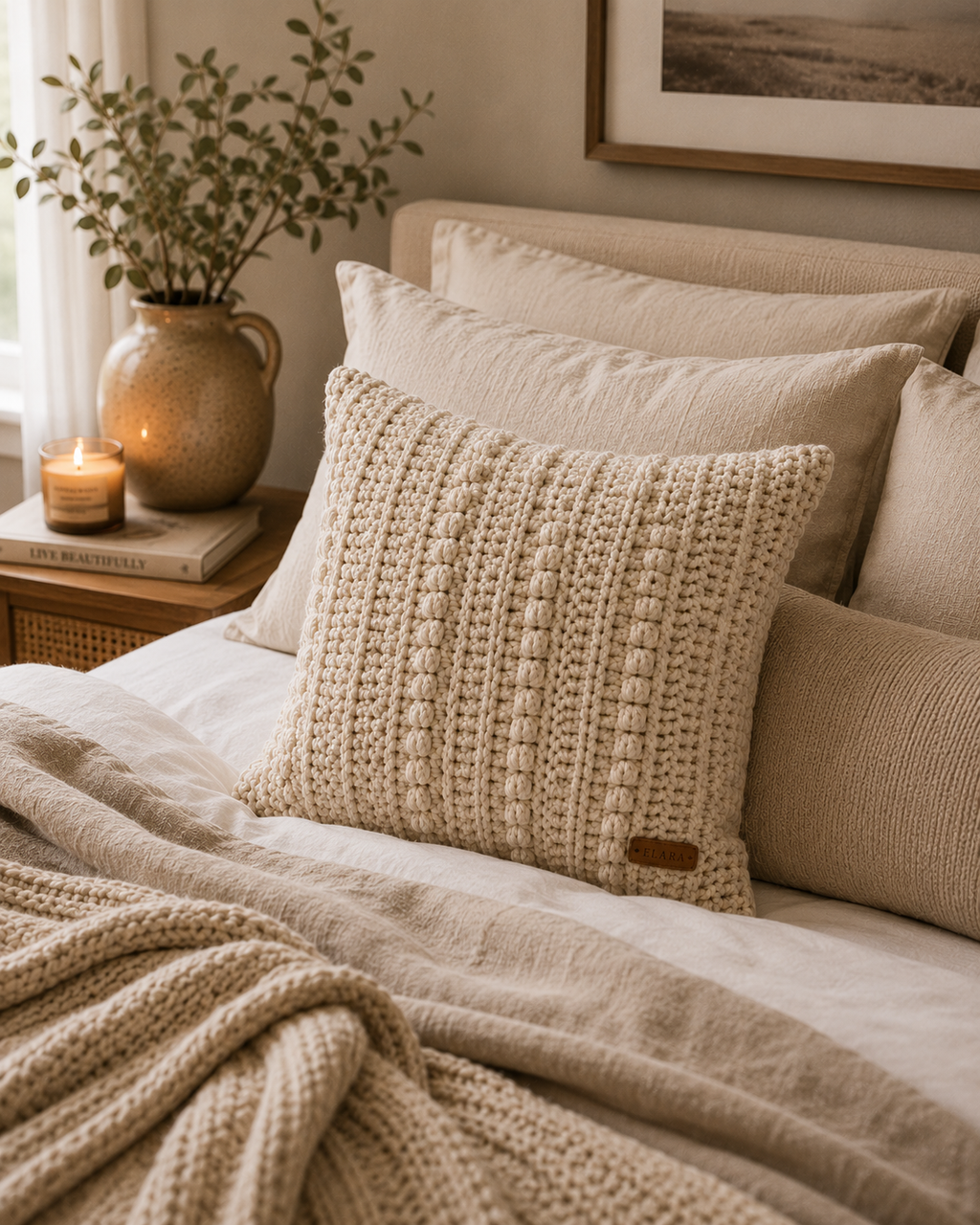 ELARA Handmade Textured Throw Pillow Cover