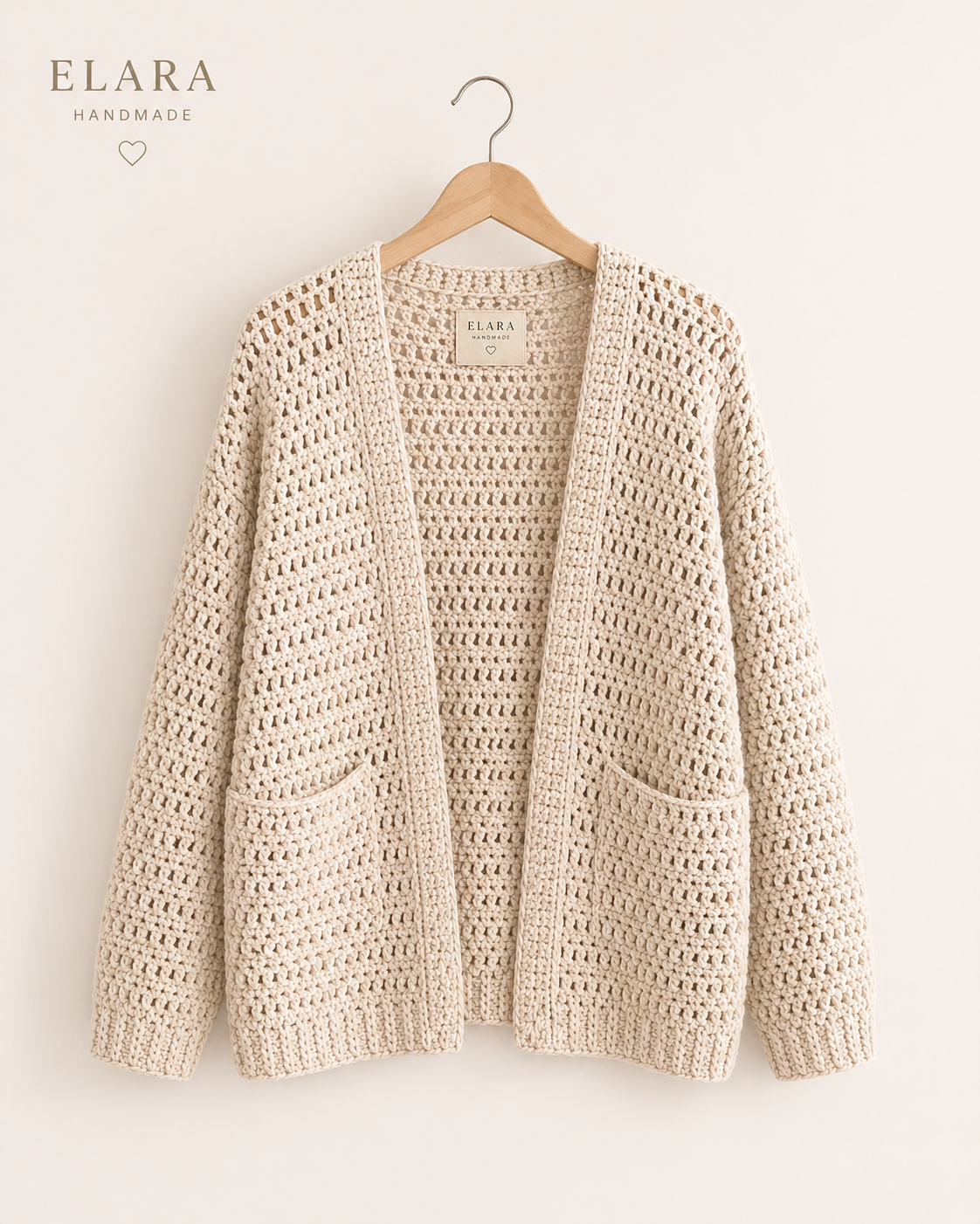 ELARA Handmade Crochet Cardigan – Cozy Lightweight Knit Layer