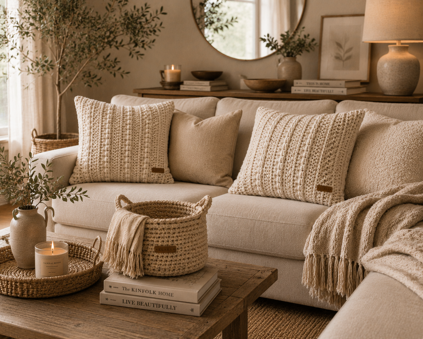 ELARA Handmade Textured Throw Pillow Cover
