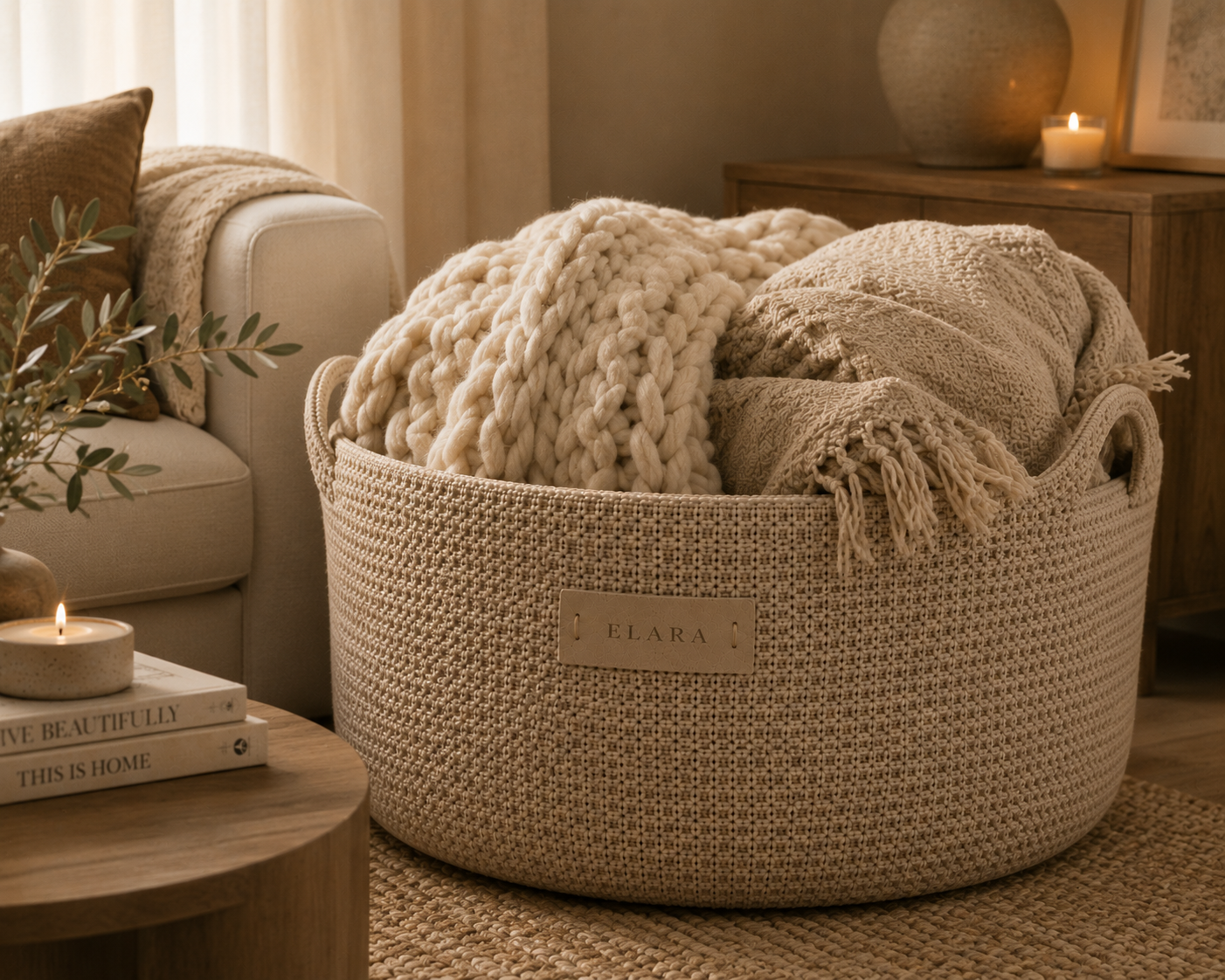 ELARA Handmade Cozy Living Basket