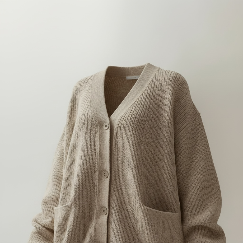 ELARA Cozy Knit Cardigan – Soft Neutral Button-Up Sweater