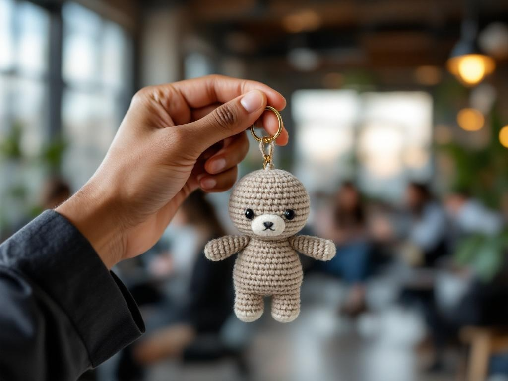 Handmade Crocheted Bear Keychain