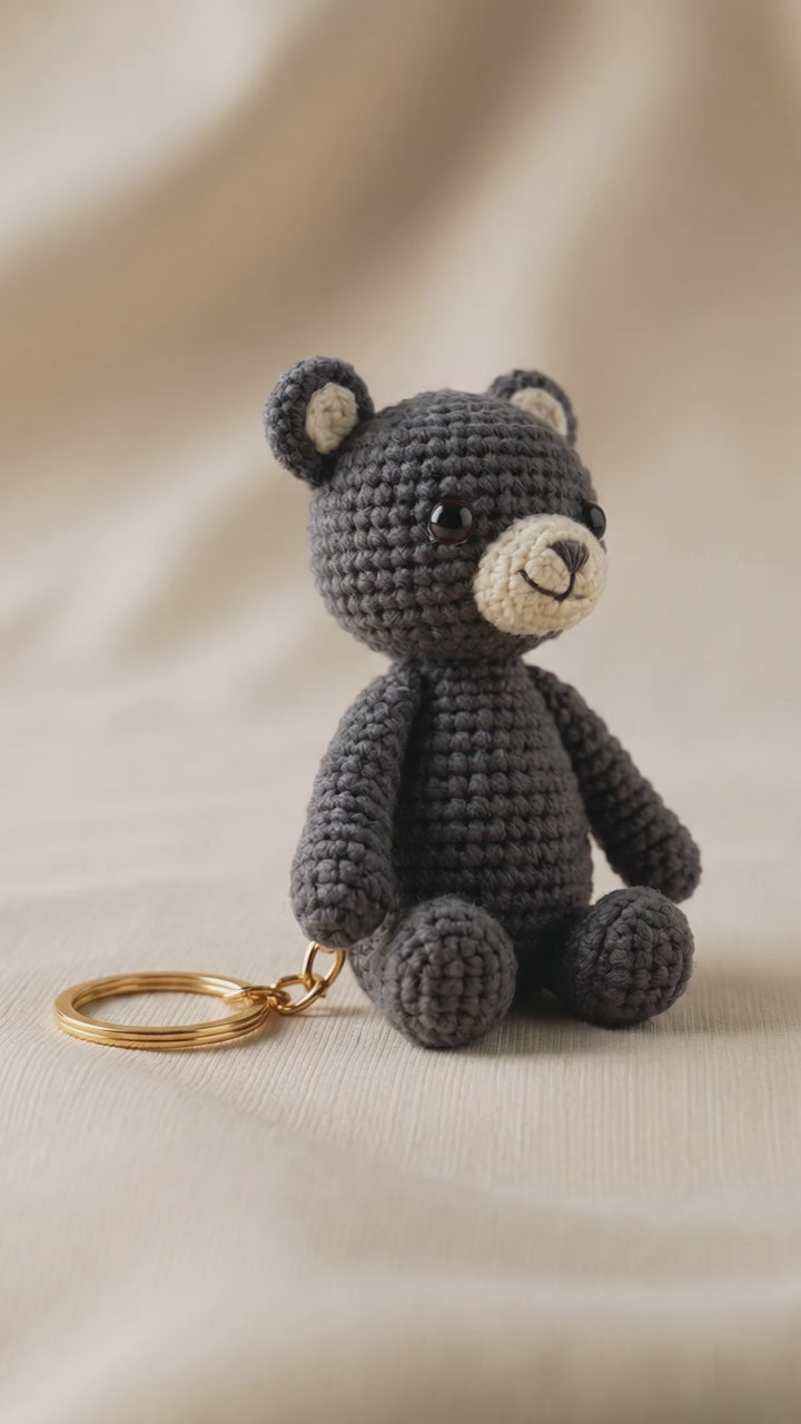 Handmade Crocheted Bear Keychain